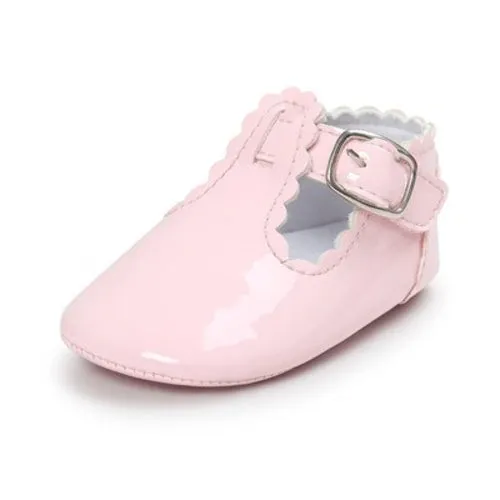 Fashion PU leather baby moccasins shoes T bar red