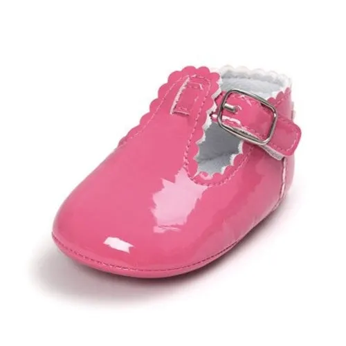 Fashion PU leather baby moccasins shoes T bar red