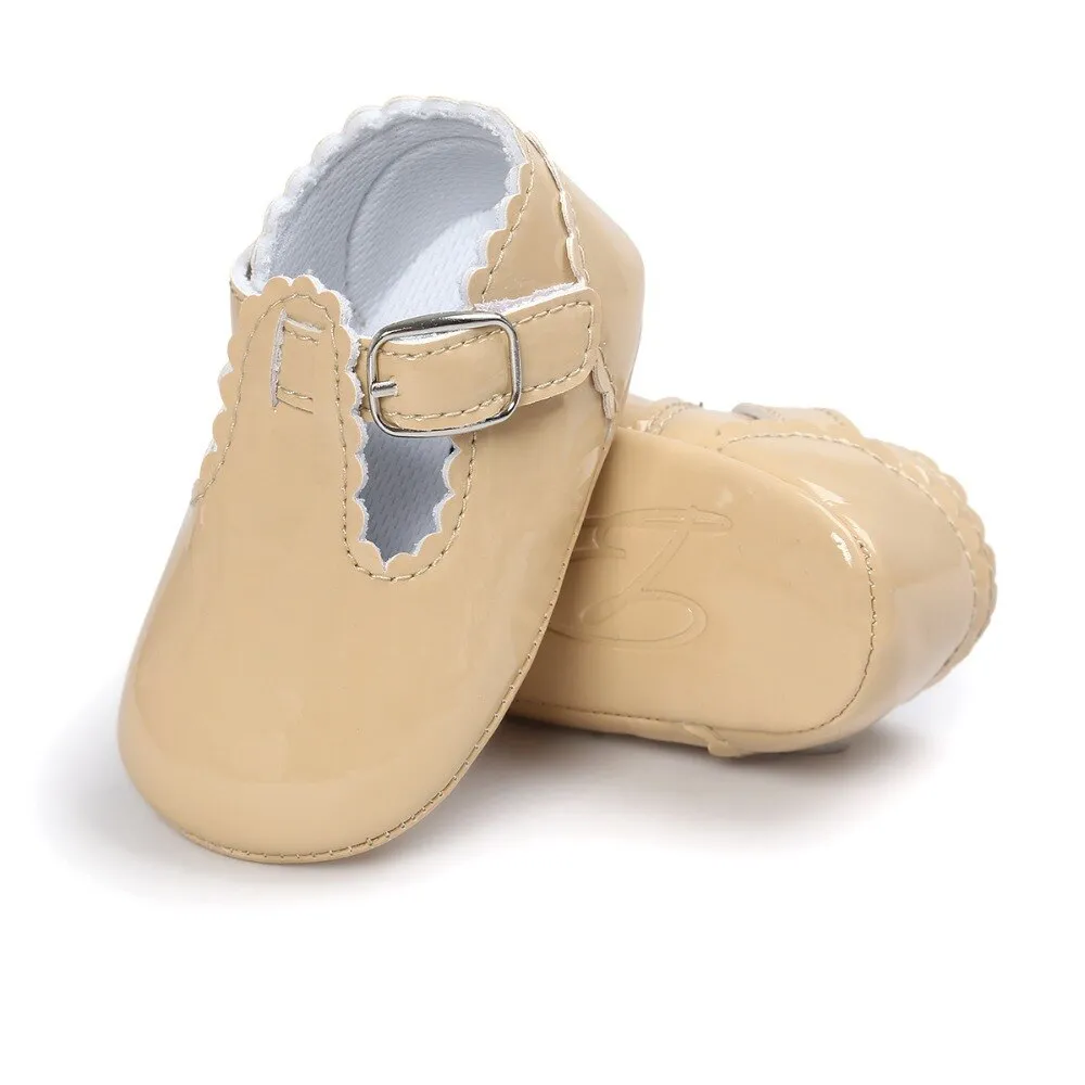 Fashion PU leather baby moccasins shoes T bar red
