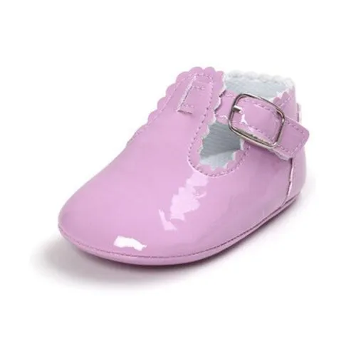 Fashion PU leather baby moccasins shoes T bar red