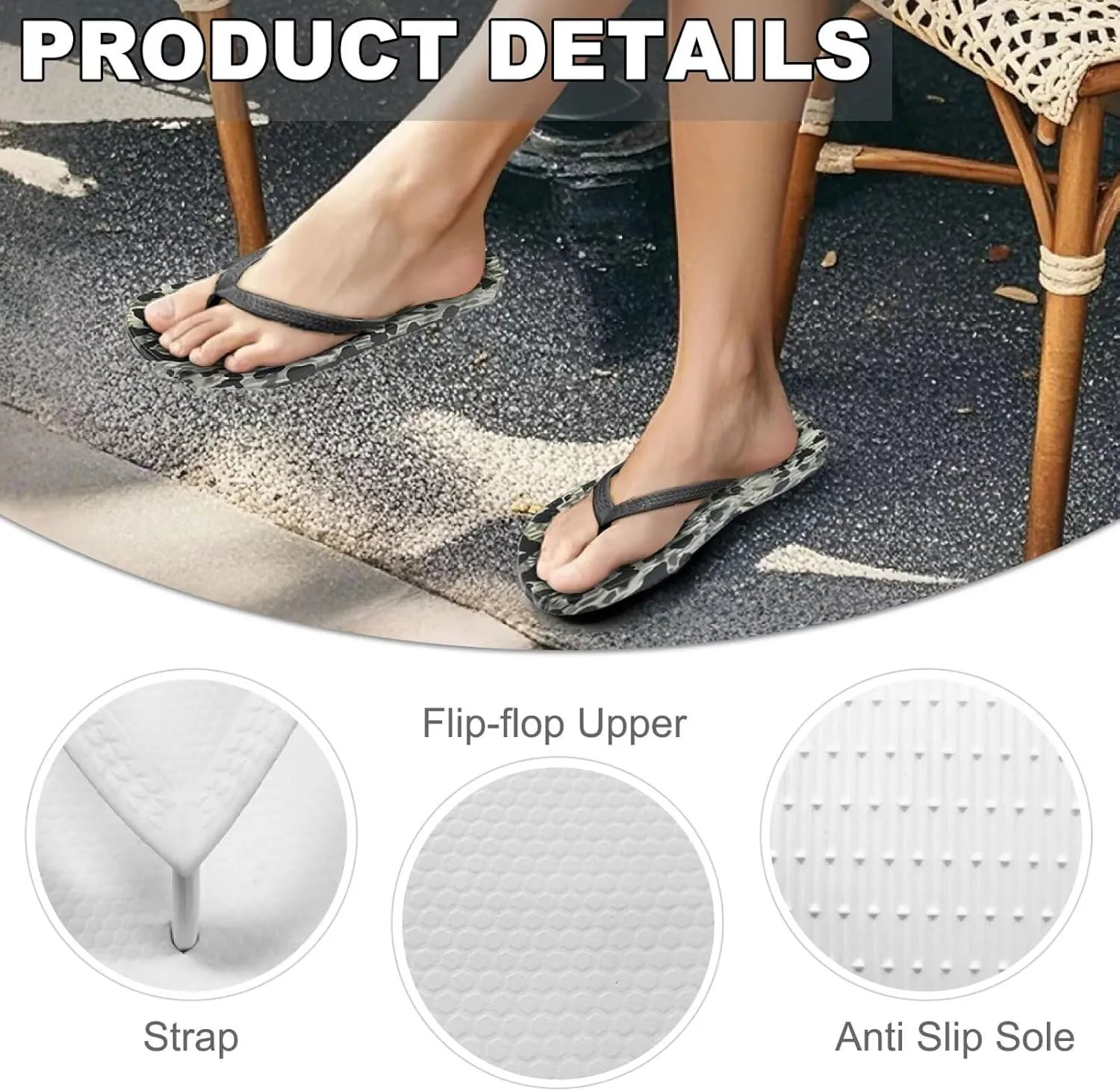 Flip Flops for Women Slip on Walking Thong Sandals Arch Support Beach Pool Slide Slippers