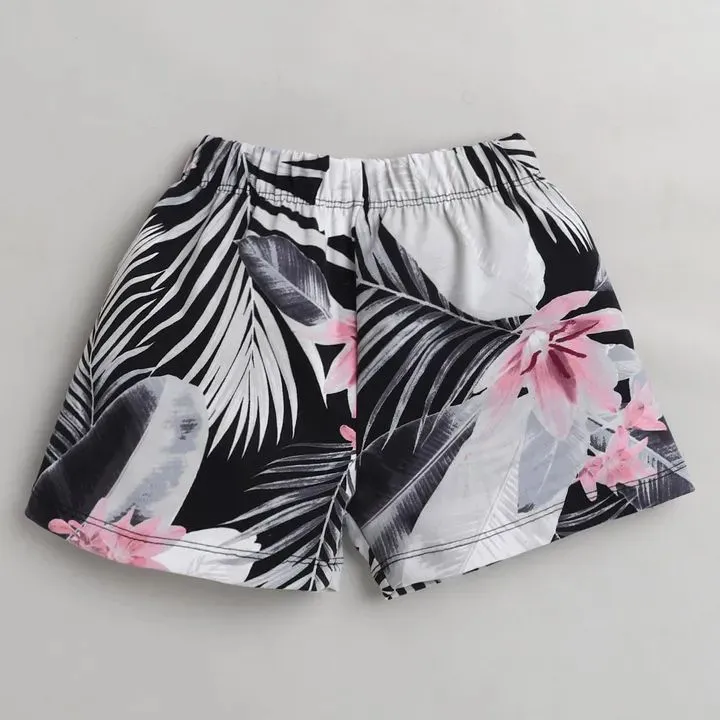 Floral with Leaves Printed Short