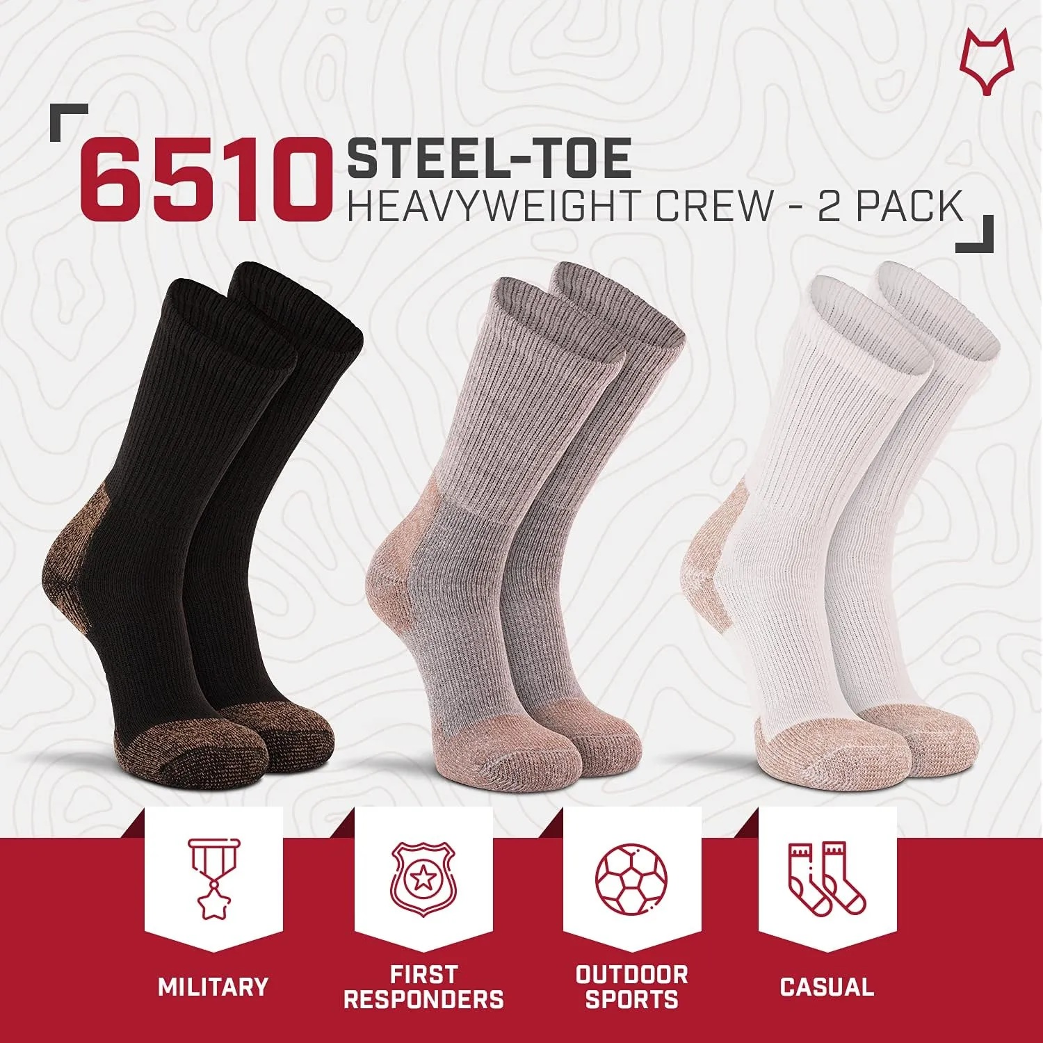 FoxRiver Women's Steel-Toe Heavyweight Work Crew Socks (2 Pair Pack)