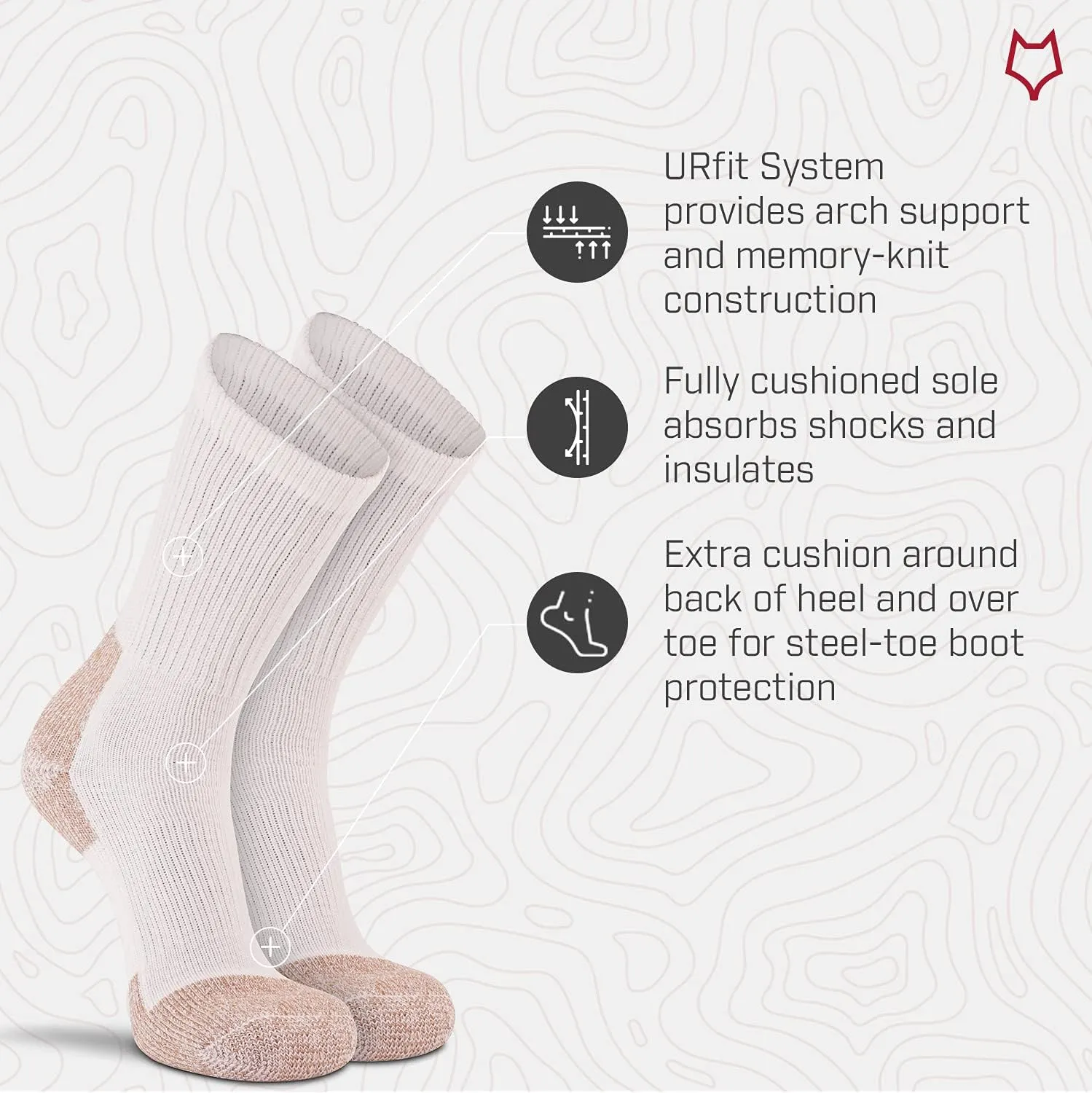 FoxRiver Women's Steel-Toe Heavyweight Work Crew Socks (2 Pair Pack)