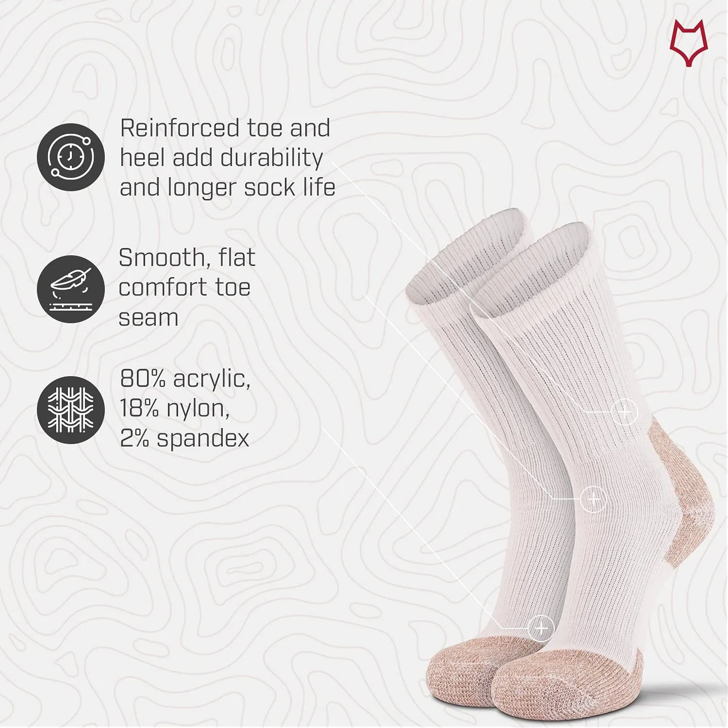 FoxRiver Women's Steel-Toe Heavyweight Work Crew Socks (2 Pair Pack)