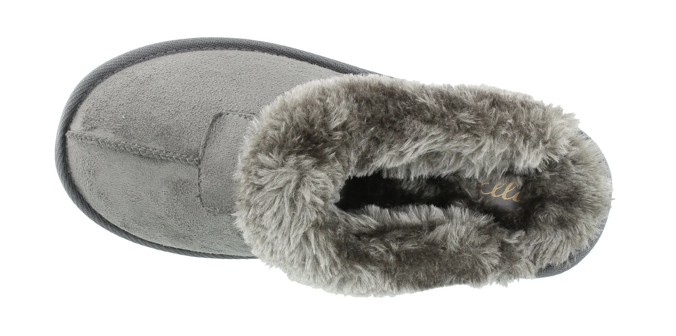 Fur Lined Memory Foam Mules Slippers In Grey