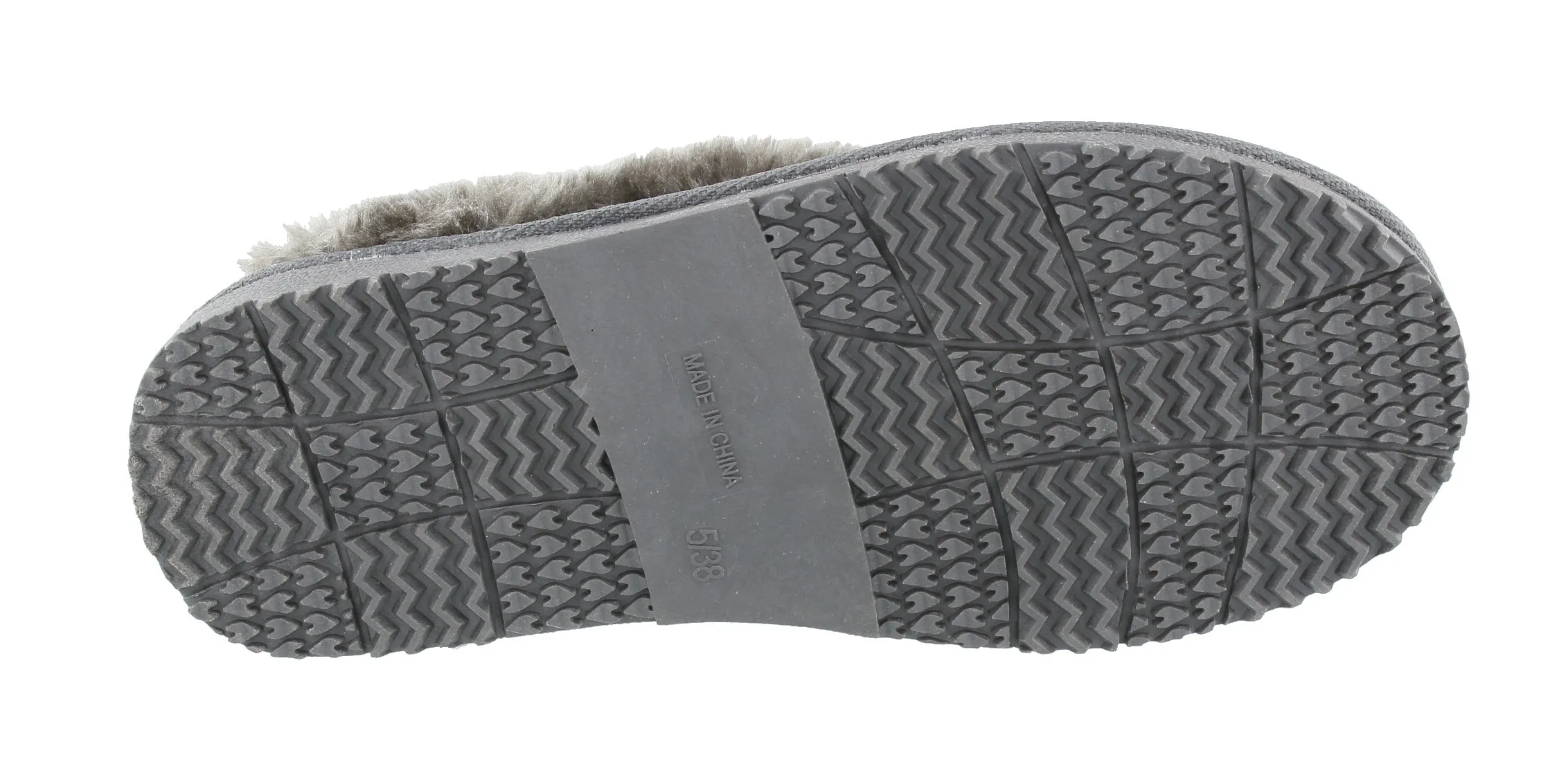 Fur Lined Memory Foam Mules Slippers In Grey