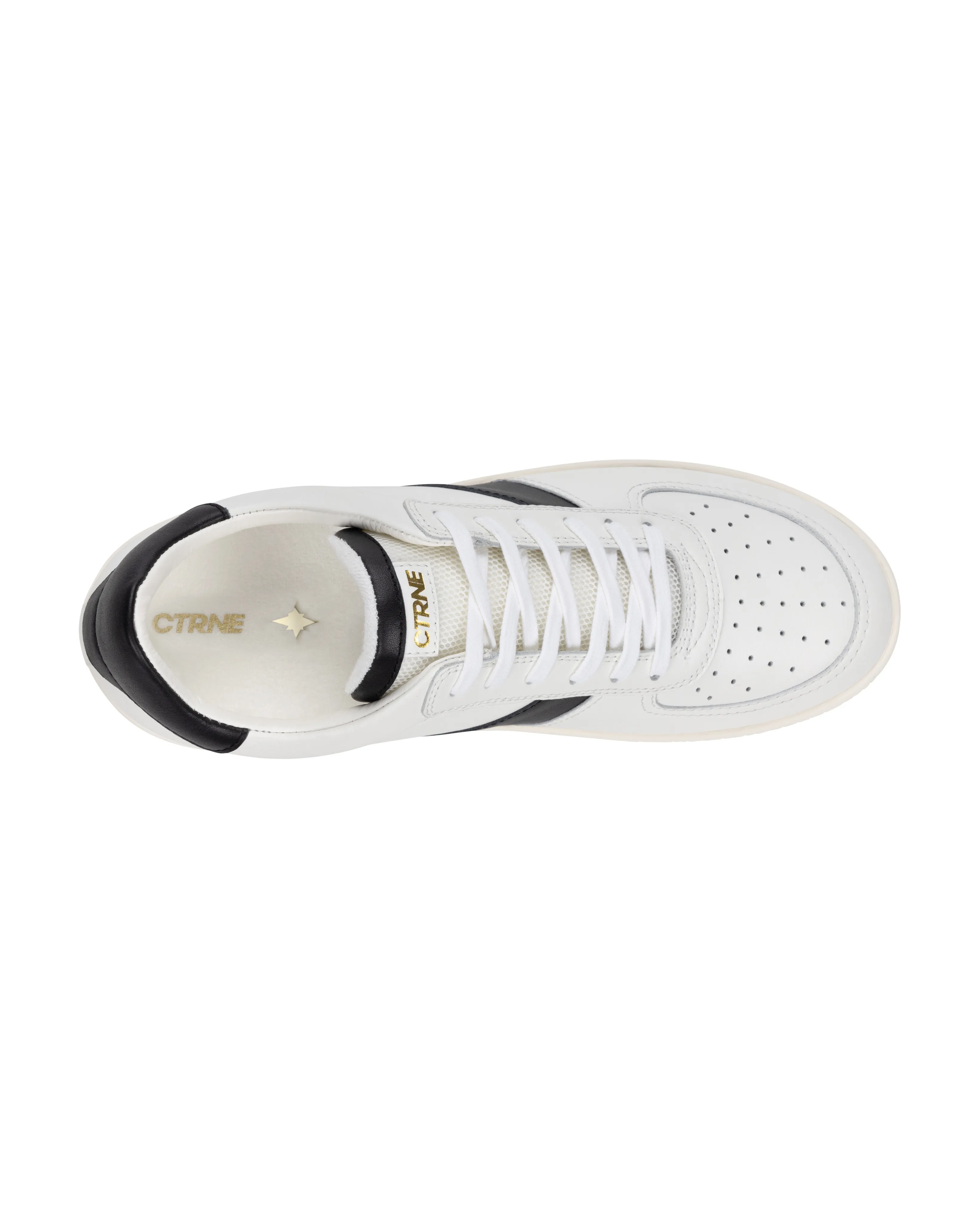 Geode Manifest Sneaker in White/Black/Leather