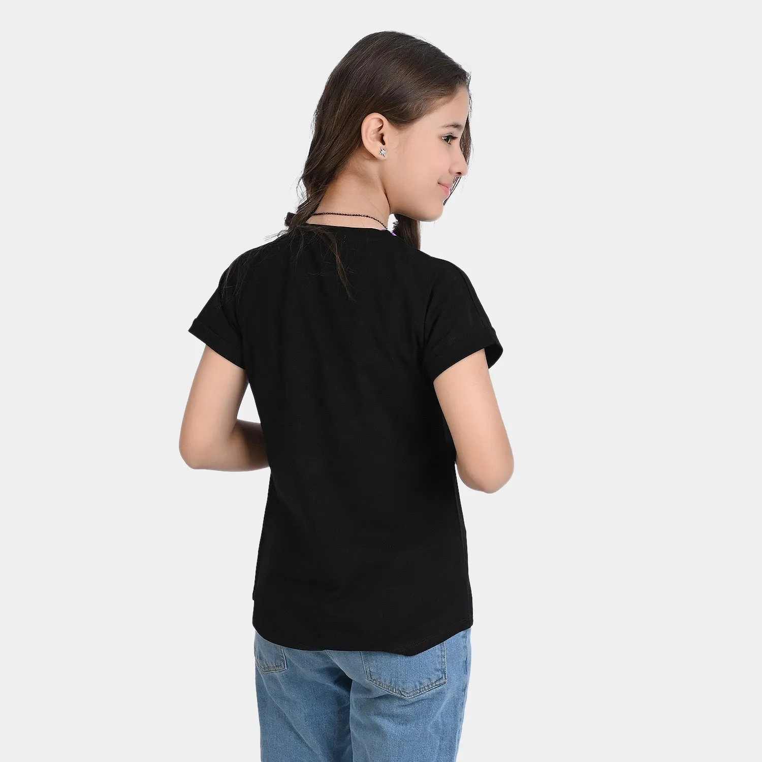 Girls Lycra Jersey T-Shirt Good Time-Jet Black