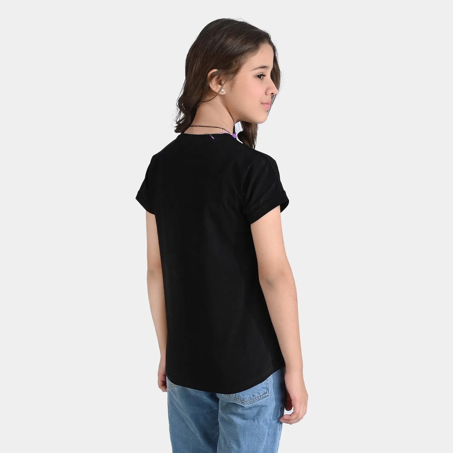 Girls Lycra Jersey T-Shirt Good Time-Jet Black