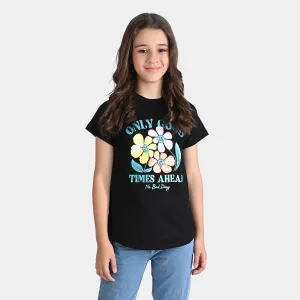 Girls Lycra Jersey T-Shirt Good Time-Jet Black
