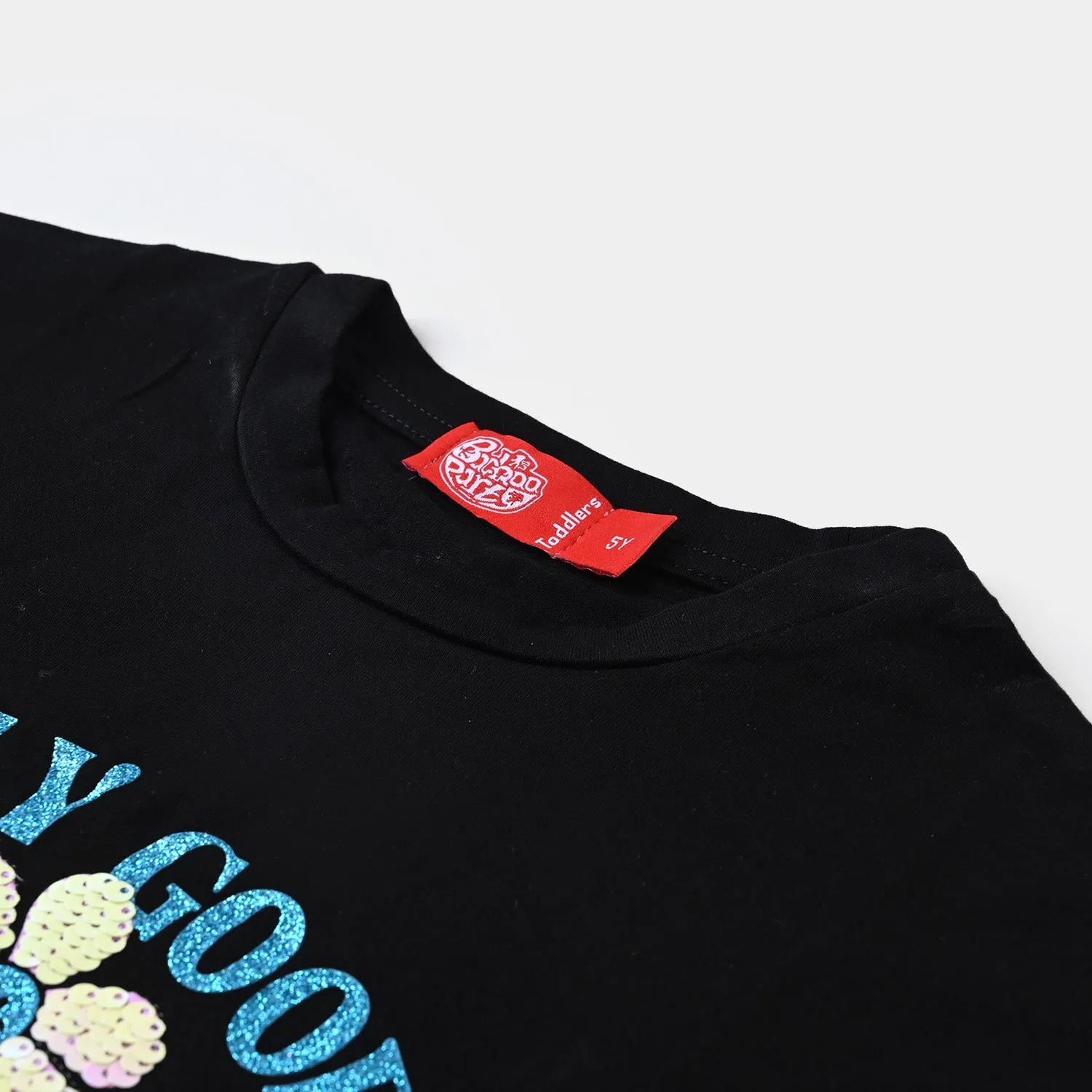 Girls Lycra Jersey T-Shirt Good Time-Jet Black