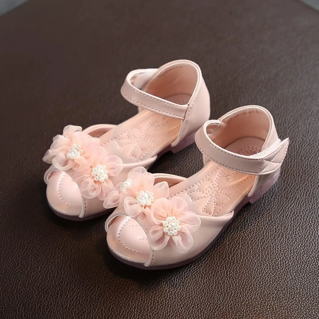 Girls Shoes Toddler Baby Flower Pearl Sandals Kids Party Dress Shoes Lightweight Open Toe Leather Summer Sandals