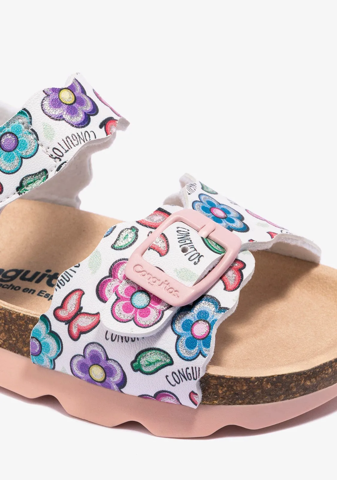 Girl's White Bio Flowers Sandals