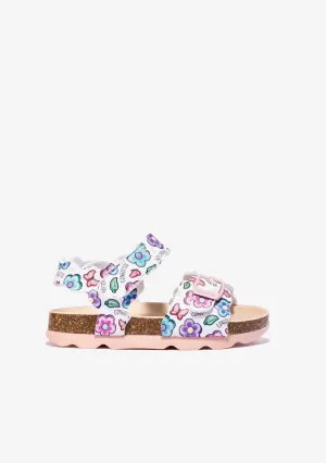 Girl's White Bio Flowers Sandals