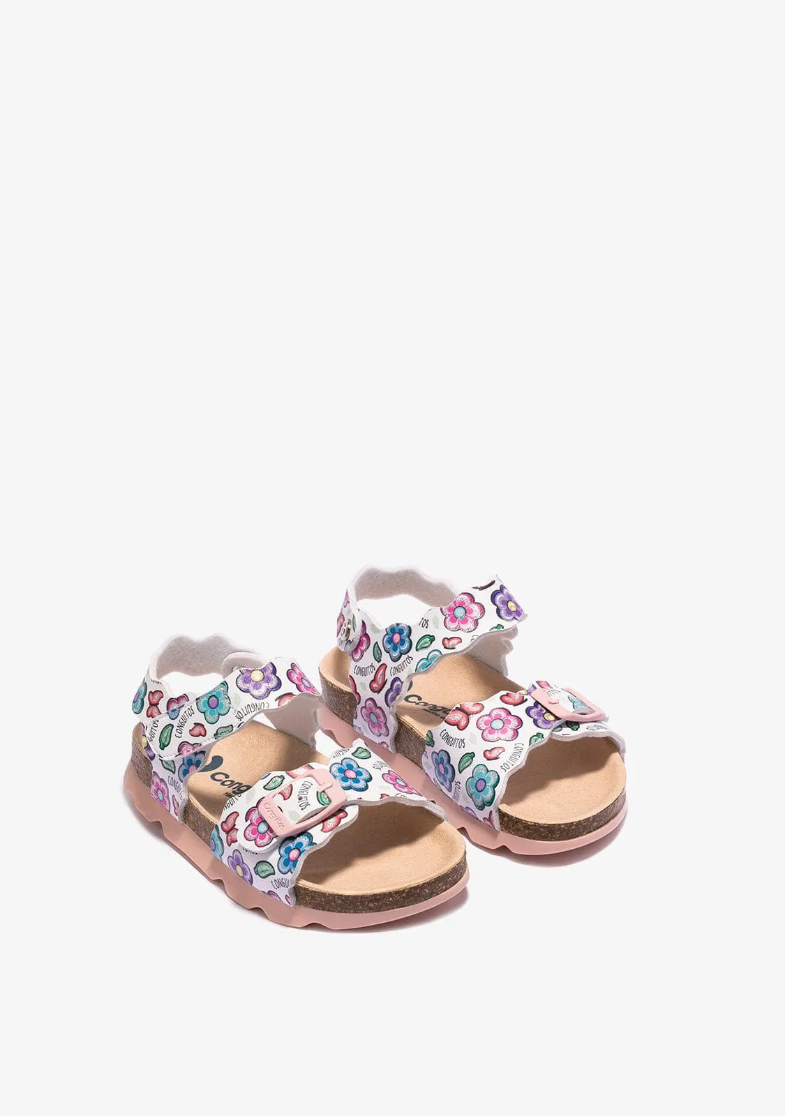Girl's White Bio Flowers Sandals
