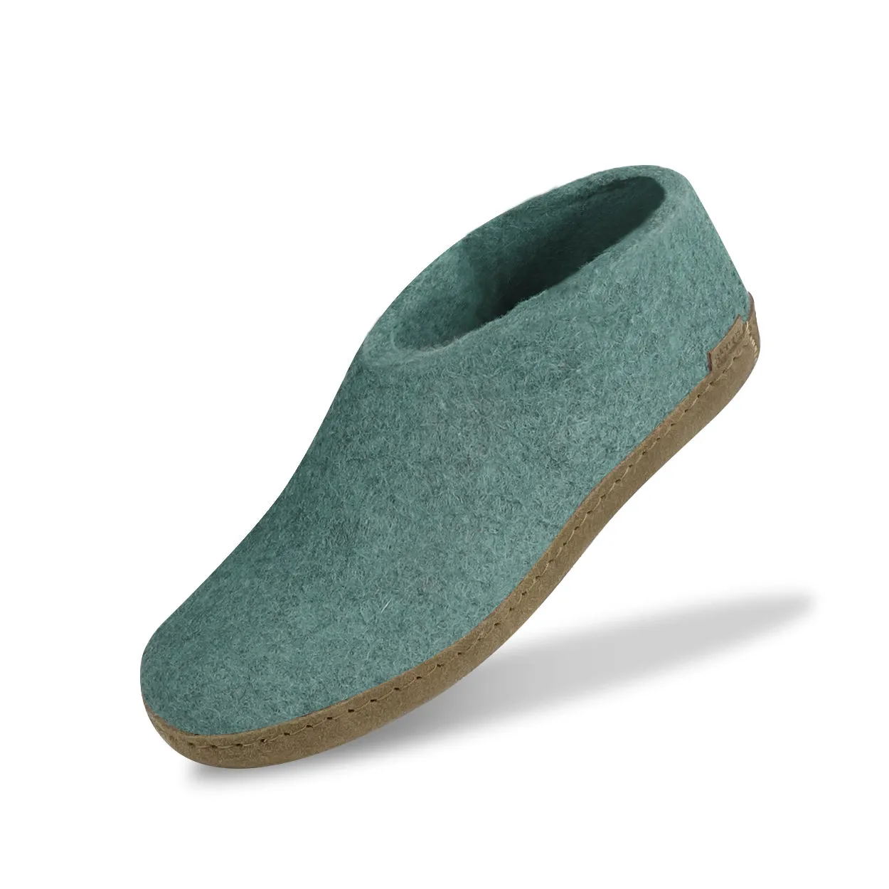 Glerups NZ Felted Wool Shoe with Leather Sole - North Sea