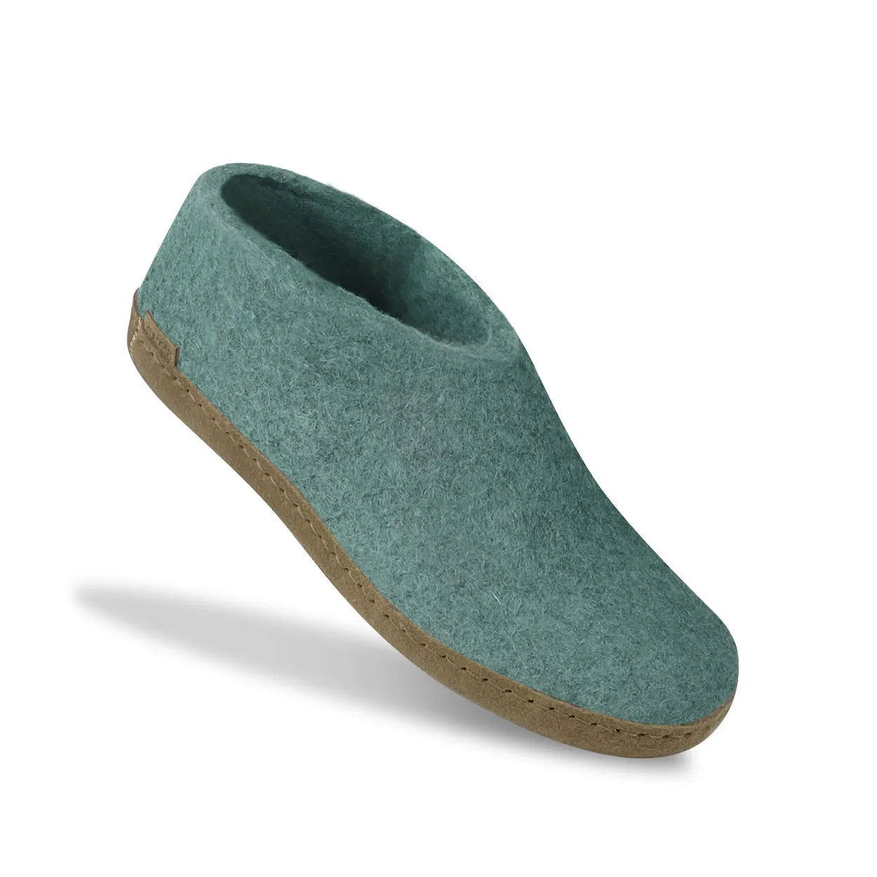 Glerups NZ Felted Wool Shoe with Leather Sole - North Sea
