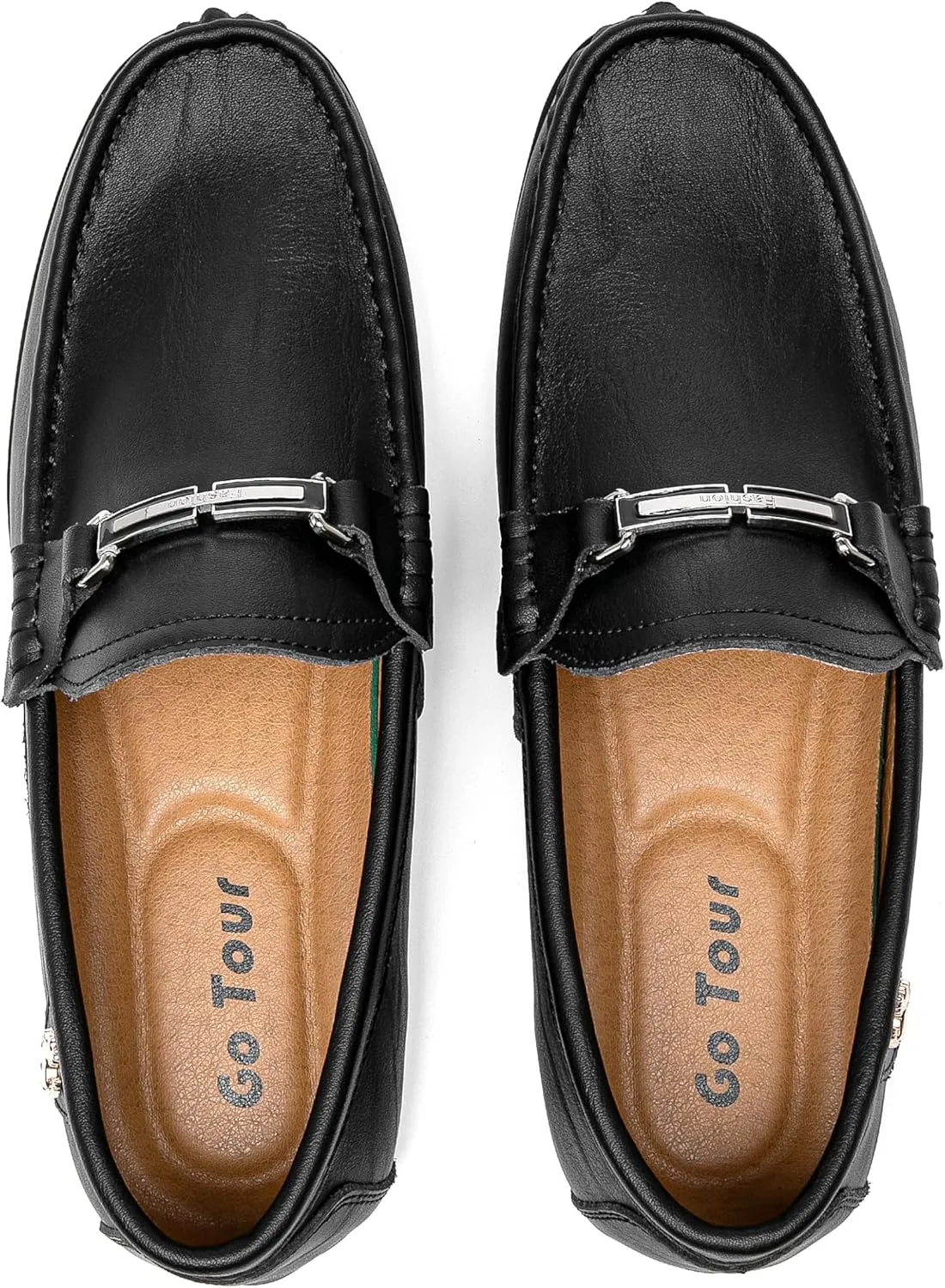 Go Tour Mens Casual Leather Fashion Slip on Loafers Shoes