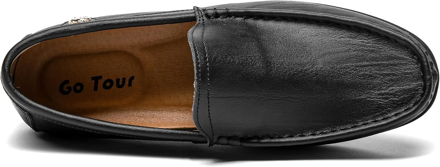 Go Tour Mens Casual Leather Fashion Slip on Loafers Shoes