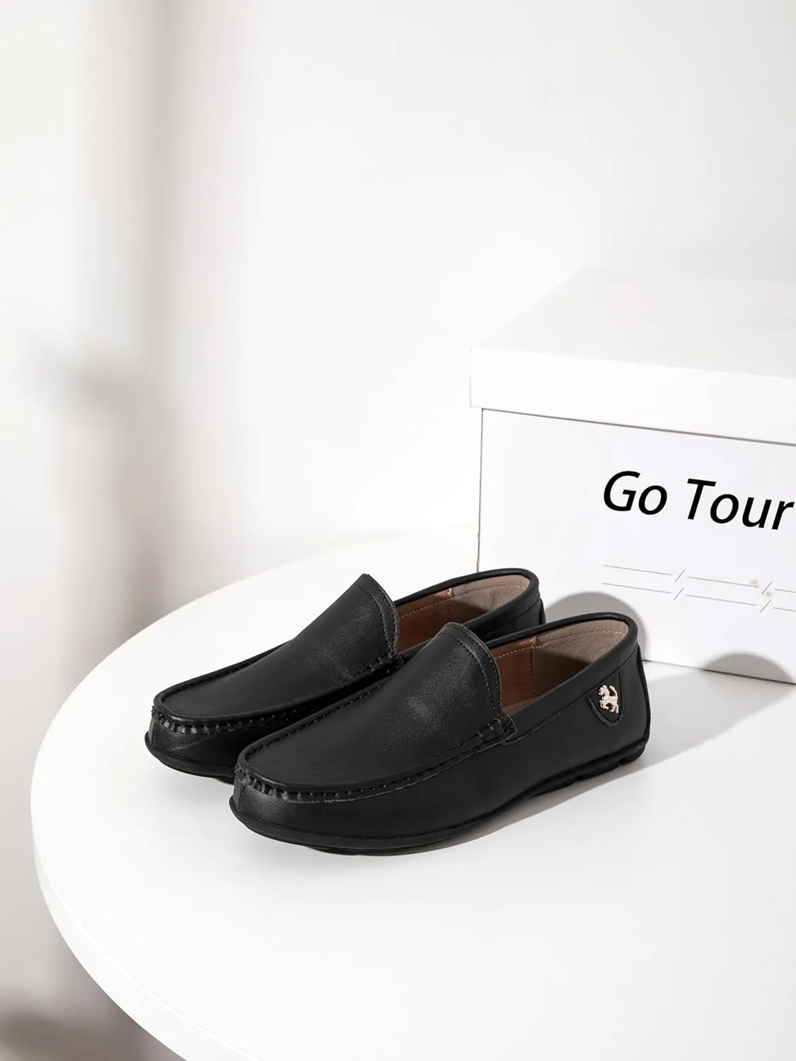 Go Tour Mens Casual Leather Fashion Slip on Loafers Shoes