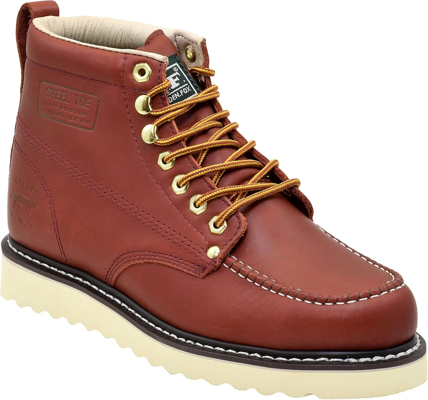 Golden Fox Steel Toe Men's Lightweight Work Boots Moc Toe Boot Insulated