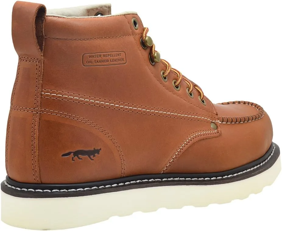 Golden Fox Steel Toe Work Boots Men's 6" Moc Toe Wedge Comfortable Boots for Construction