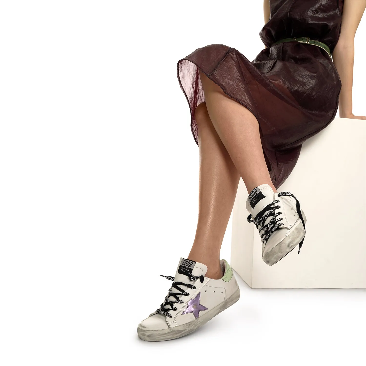 Golden Goose - Superstar Leather Sneakers White-Purple-Green