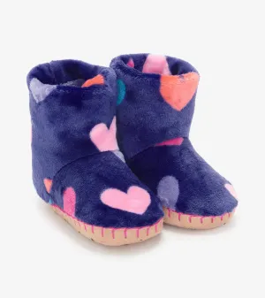 Hatley Fleece Slipper - Navy Hearts