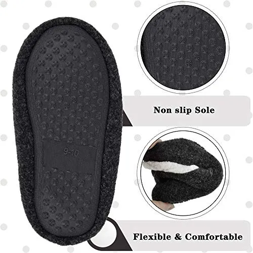 HOMEHOT Boys Slippers Cute Kids House Shoes Memory Foam Bedroom Slippers Anti Slip Rubber Sole Indoor Outdoor Shoes Black Big Kid 2-3