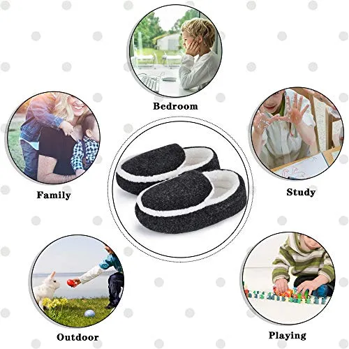 HOMEHOT Boys Slippers Cute Kids House Shoes Memory Foam Bedroom Slippers Anti Slip Rubber Sole Indoor Outdoor Shoes Black Big Kid 2-3
