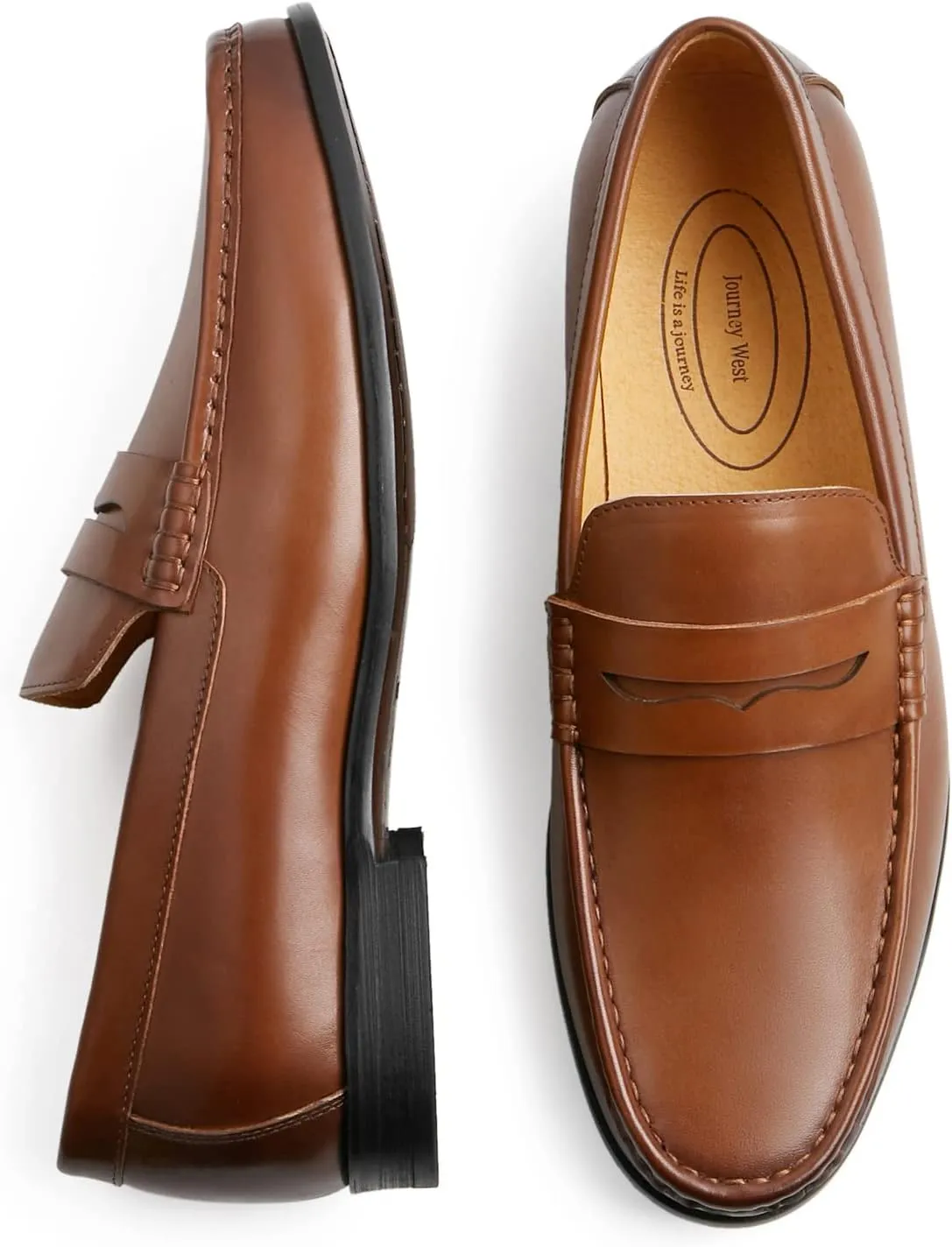 Journey West Mens Penny Loafers with Genuine Leather Business Dress Slip on Loafer Shoes for Men
