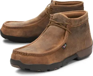 Justin Cappie Steel Toe Work Boots for Men - Full-Grain Leather Moc Toe Chukka Boots with Oil- and Slip-Resistant Outsole, EH-Rated