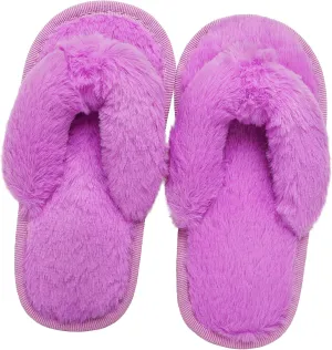 Kids Flip Flop Slippers Soft Plush Fuzzy House Home Thong Slippers for Boys and Girls Open Toe Indoor Outdoor Warm Comfy Slip On