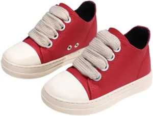 Kids Low Top PU Leather Sneakers Outdoor Platform Walking Shoes for Boys Girls