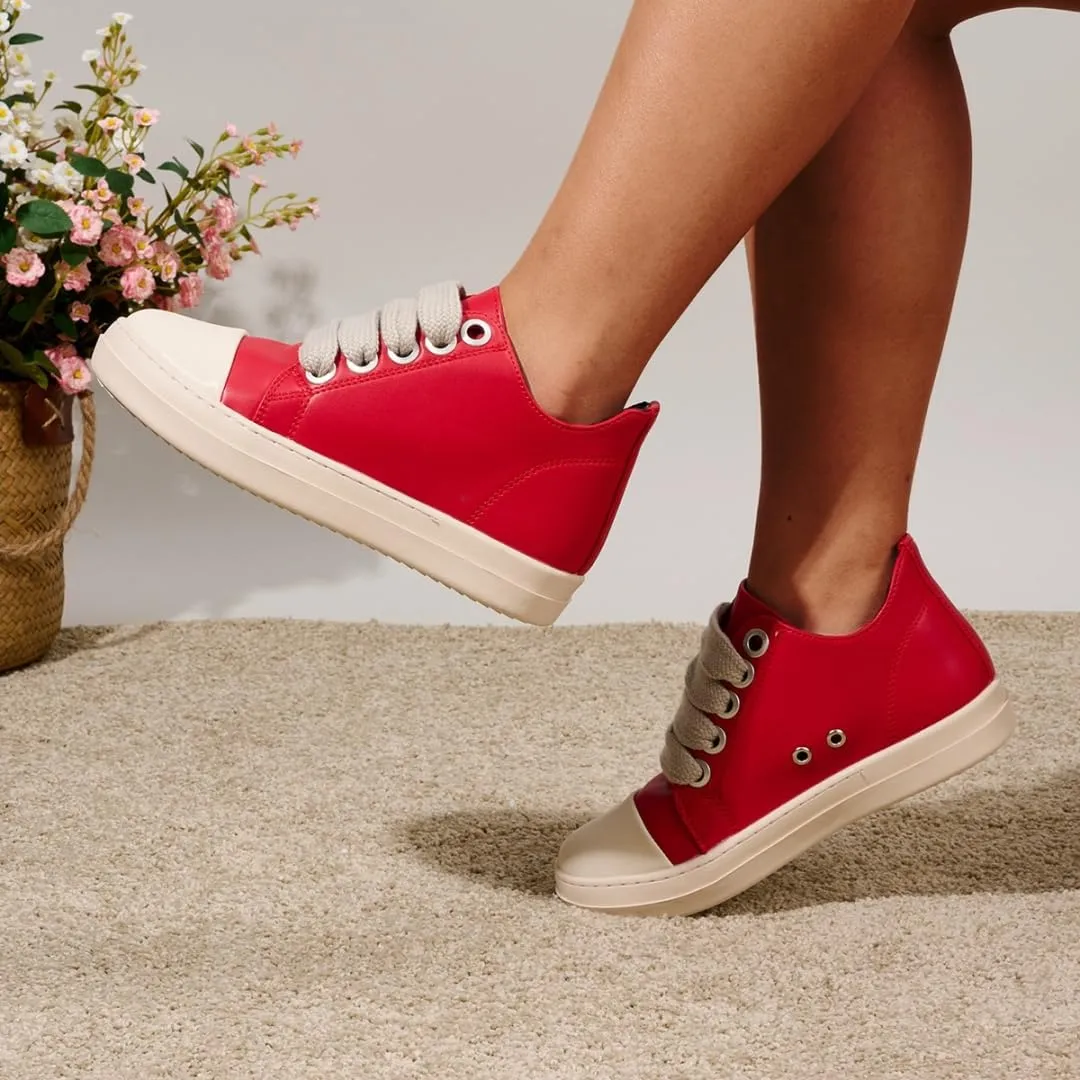 Kids Low Top PU Leather Sneakers Outdoor Platform Walking Shoes for Boys Girls