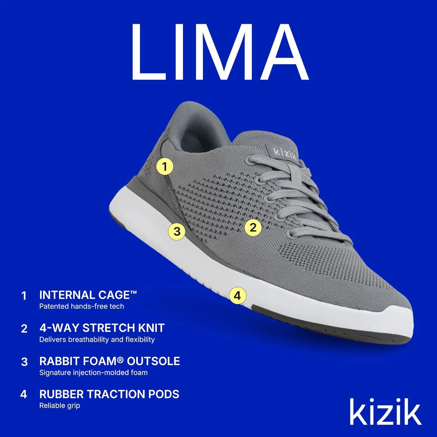 Kizik Shoes: Lima Comfortable Breathable Knit Slip On Sneakers, Convenient Hands Free Shoes | Walking for Men, Women and Elderly | Stylish for Everyday and Travel - Wide Width
