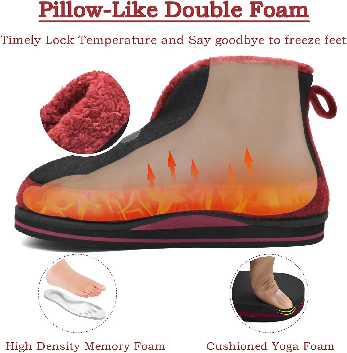 KuaiLu Mens Winter Slippers Memory Foam Slipper Boots for Men Cozy Felt Wool House Booties with Warm Sherpa Plush Lining Non-slip Rubber Sole Indoor Outdoor 7-14