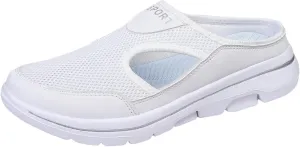 Kubbon Men's Slip On Mules Womens Air Breathable Mesh Sport Sandals Arch Support Wedge Platform Slippers Lightweight Open Back Shoes Closed Toe Sandals