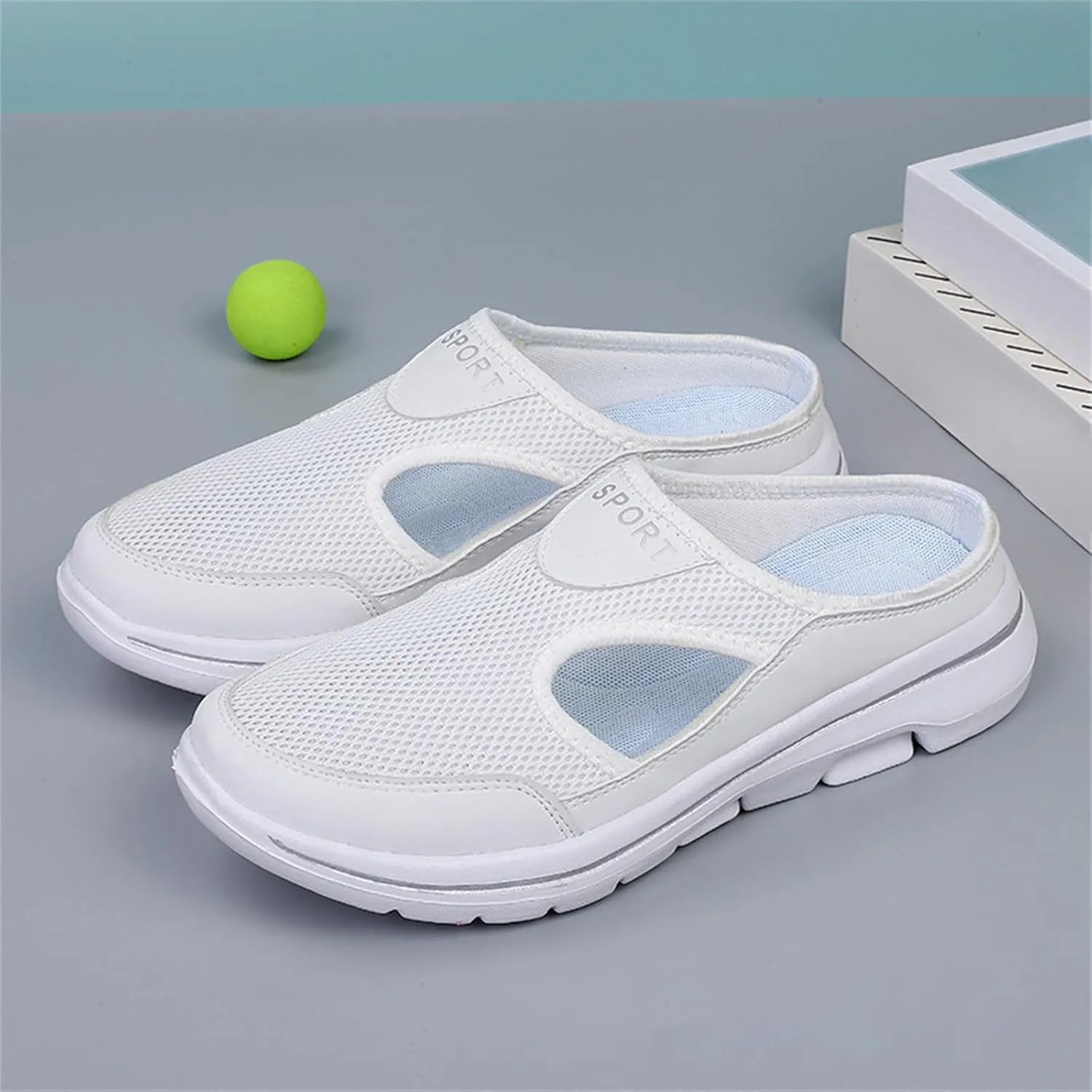 Kubbon Men's Slip On Mules Womens Air Breathable Mesh Sport Sandals Arch Support Wedge Platform Slippers Lightweight Open Back Shoes Closed Toe Sandals