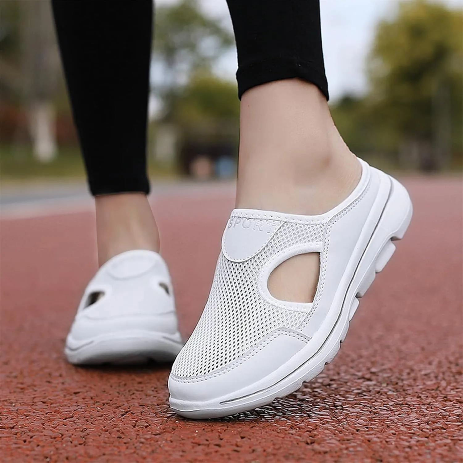 Kubbon Men's Slip On Mules Womens Air Breathable Mesh Sport Sandals Arch Support Wedge Platform Slippers Lightweight Open Back Shoes Closed Toe Sandals