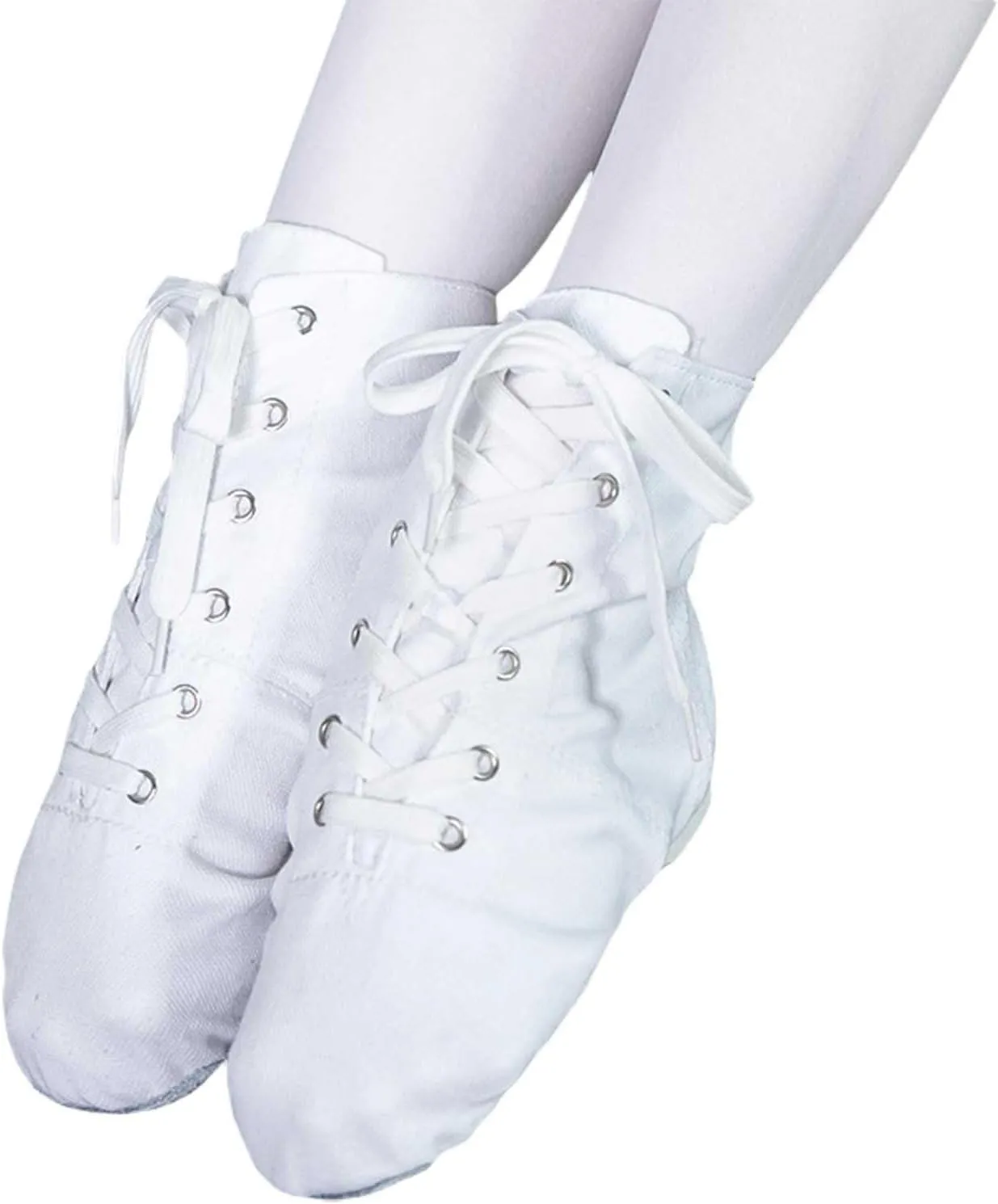 Lace up Jazz Boots Women Canvas Dance Boots Black Jazz Shoes For Men Ballroom Dance Flat with Split Sole