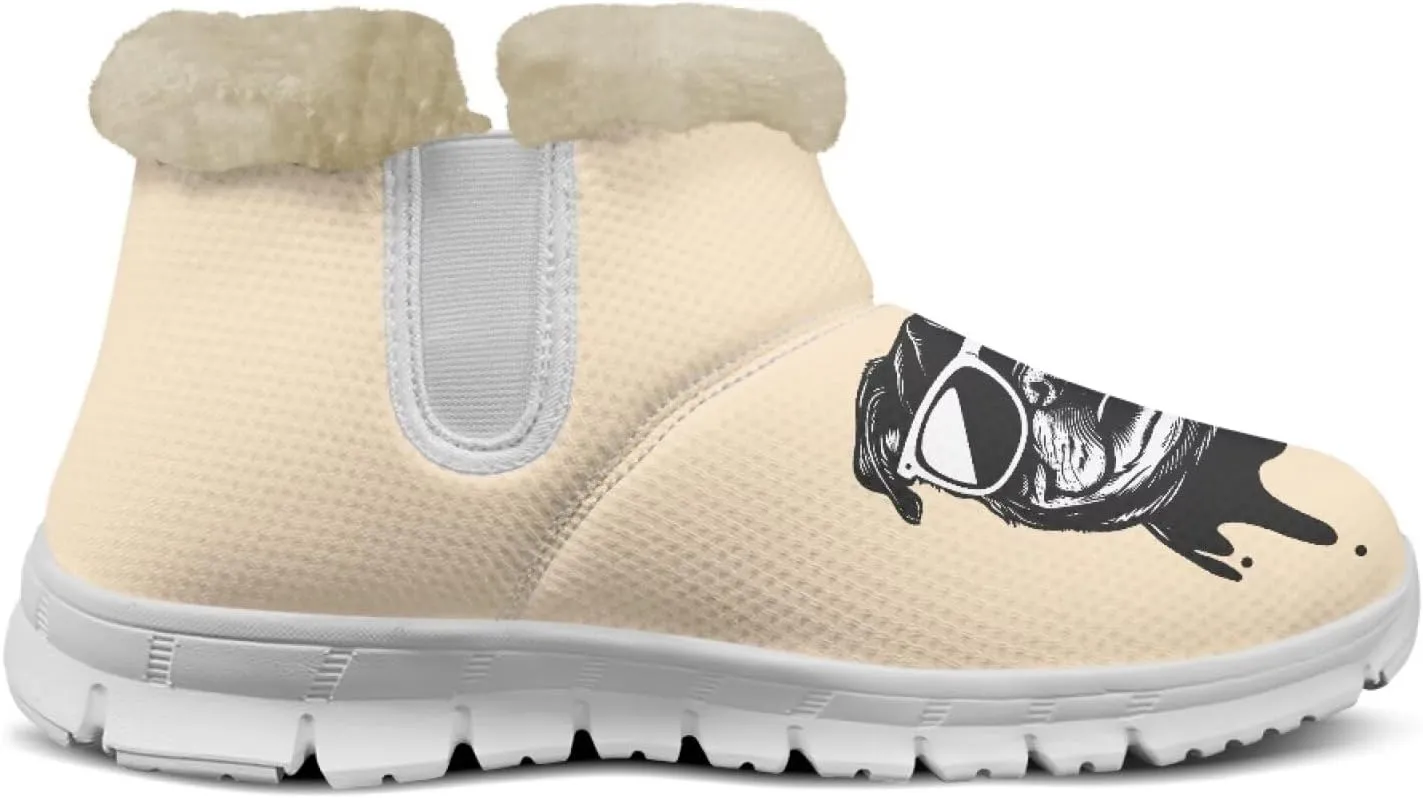 Ladies Snow Boots White Sole Mini Boots Warm Fur Lining Outdoor Shoes Comfortable Ankle Booties Winter Boots