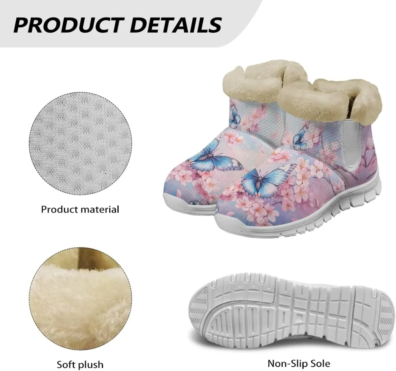 Ladies Snow Boots White Sole Mini Boots Warm Fur Lining Outdoor Shoes Comfortable Ankle Booties Winter Boots