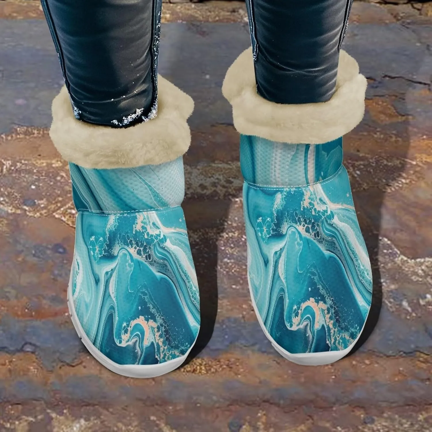 Ladies Snow Boots White Sole Mini Boots Warm Fur Lining Outdoor Shoes Comfortable Ankle Booties Winter Boots