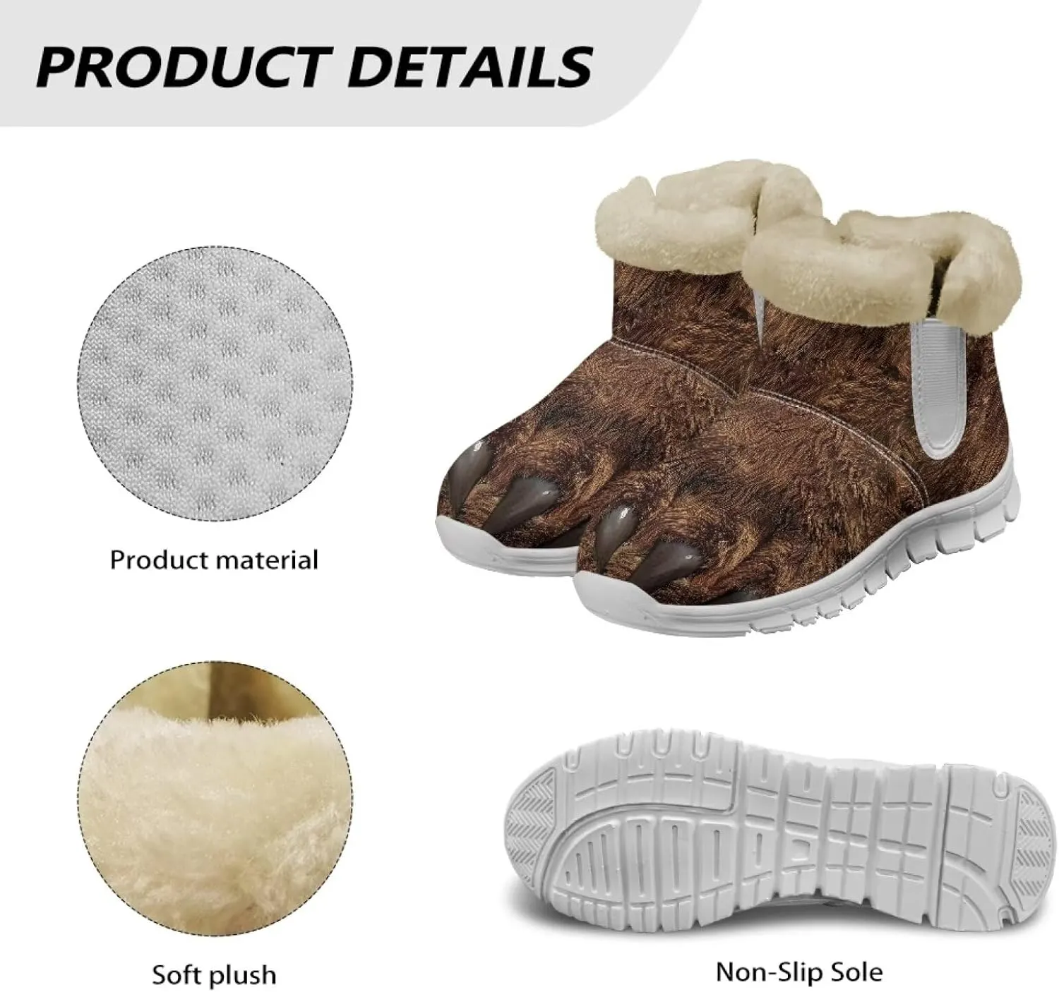 Ladies Snow Boots White Sole Mini Boots Warm Fur Lining Outdoor Shoes Comfortable Ankle Booties Winter Boots