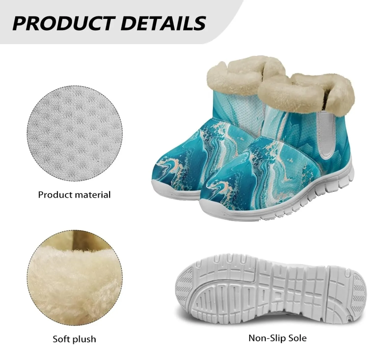 Ladies Snow Boots White Sole Mini Boots Warm Fur Lining Outdoor Shoes Comfortable Ankle Booties Winter Boots