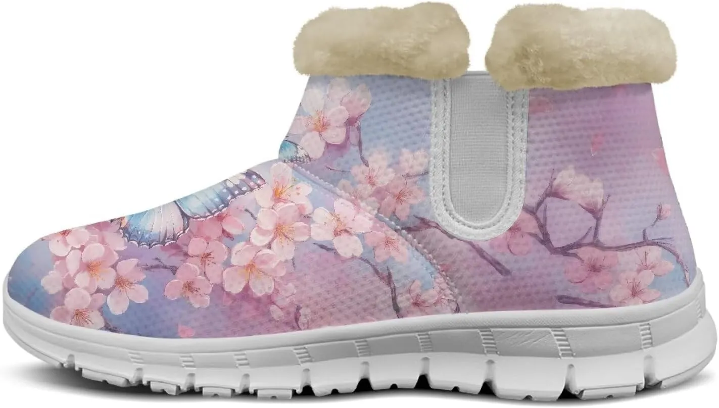 Ladies Snow Boots White Sole Mini Boots Warm Fur Lining Outdoor Shoes Comfortable Ankle Booties Winter Boots