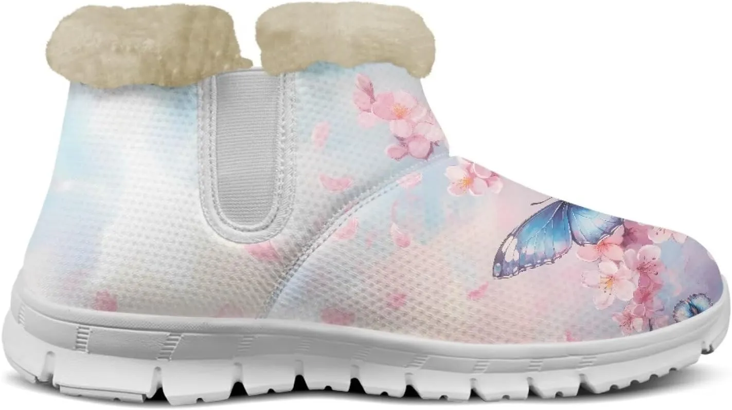 Ladies Snow Boots White Sole Mini Boots Warm Fur Lining Outdoor Shoes Comfortable Ankle Booties Winter Boots