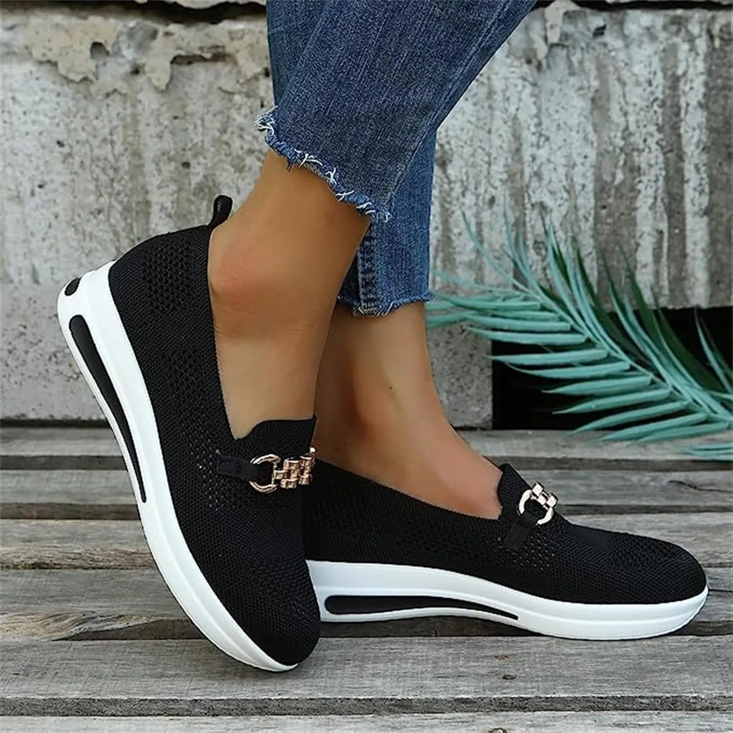 Ladmiple Walking Shoes Women Comfort Slip On Running Shoes Non Slip Casual Fashion Gym Athletic Tennis Workout Sneakers